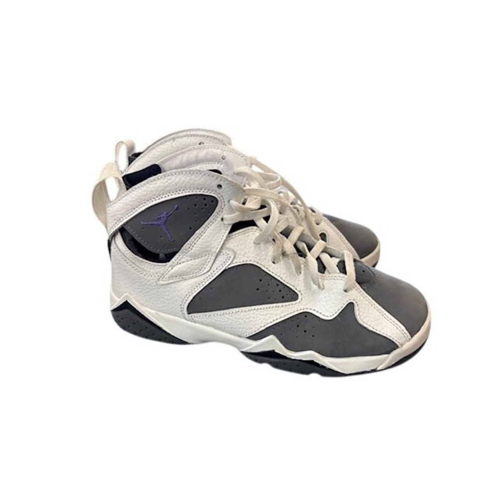 Air Jordan 7 Retro GS Flint 2021 White Grey Purple DJ2777-100 Mens 6Y - Picture 4 of 8